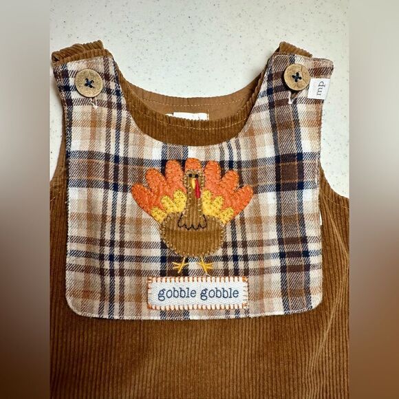 Mud Pie Brown Plaid Turkey One Piece - Picture 4 of 10